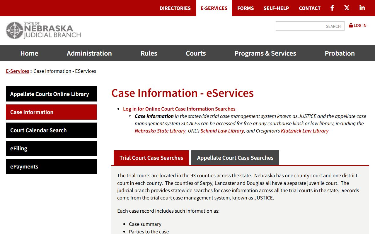 Nebraska court case information search for Custer County court records after arrest